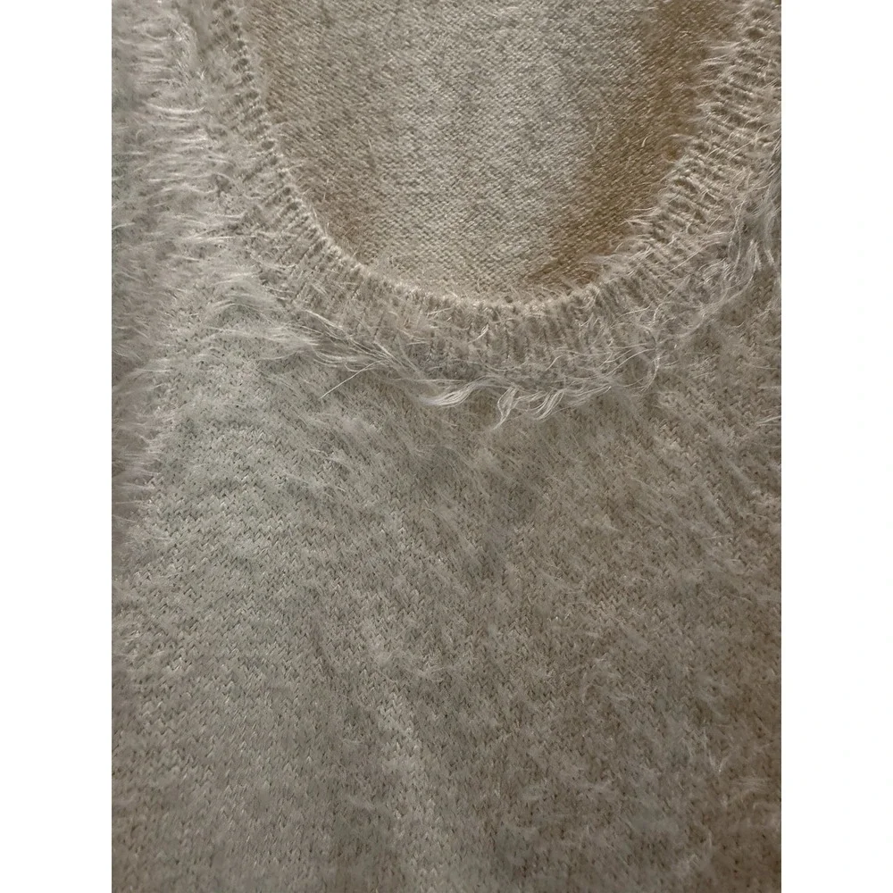 GB Cream Fuzzy Eyelash‎ Balletcore Sweater Dress L Soft Girl Stretch Nylon Cozy